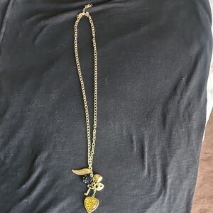 Gold and Black Heart Pendant Necklace